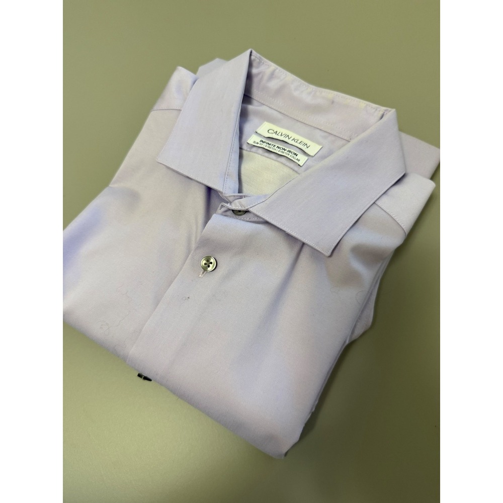 Calvin Klein Infinite Non-Iron Slim Fit Stretch Dress Shirt Lavender Purple Mens